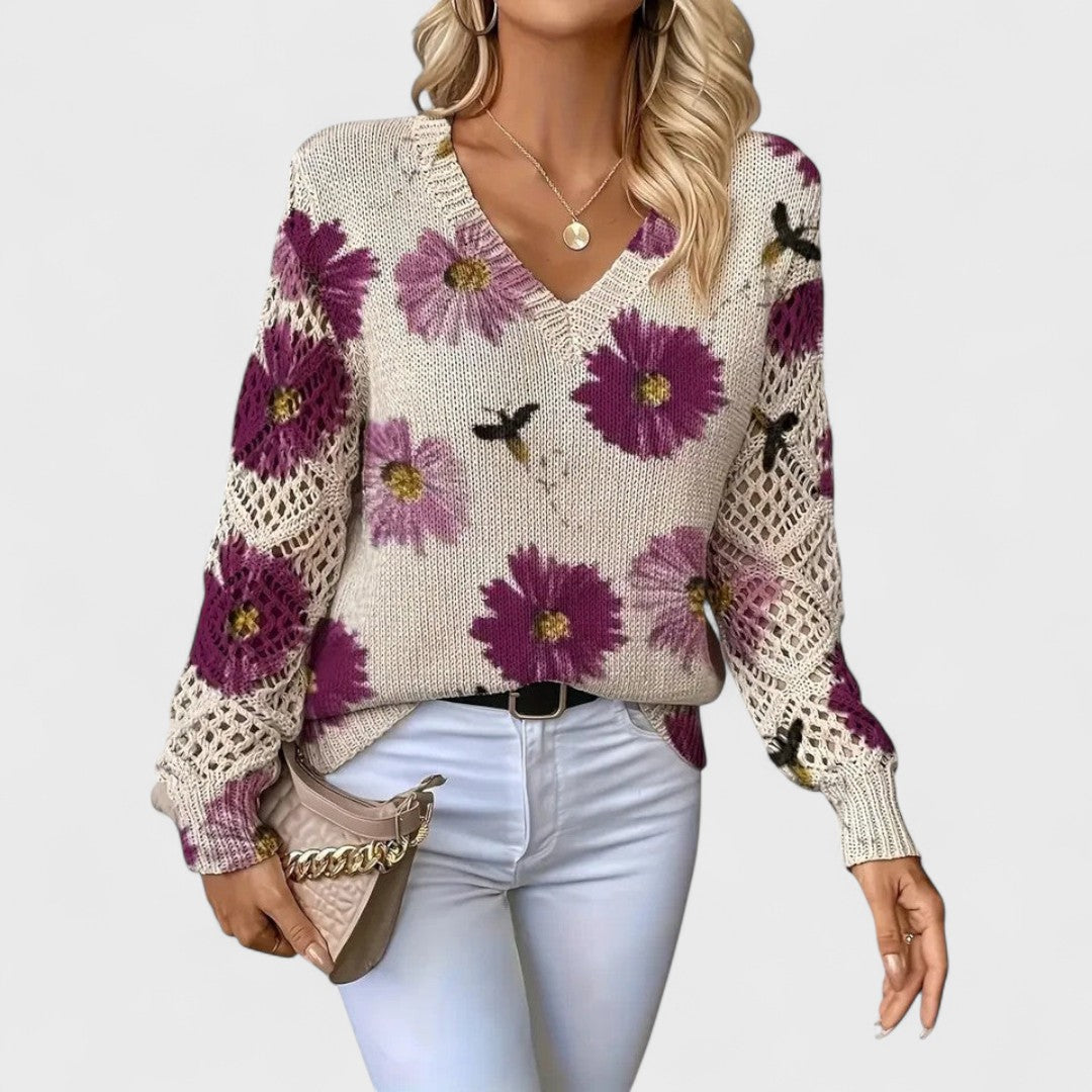 Amicie™ | Pull Élégant à Motif Floral