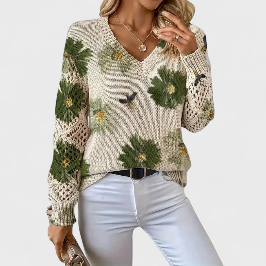 Amicie™ | Pull Élégant à Motif Floral