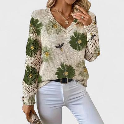 Amicie™ | Pull Élégant à Motif Floral
