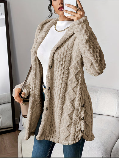 Jeanne™ | Cardigan à Capuche en Peluche à Motif Losange