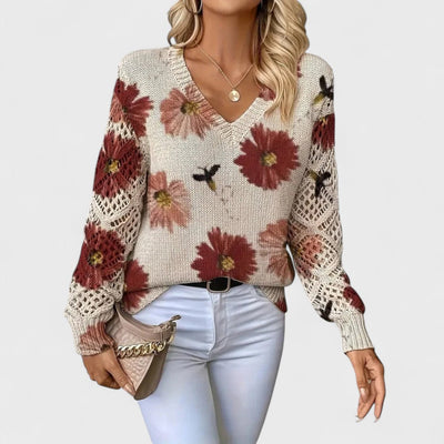 Amicie™ | Pull Élégant à Motif Floral