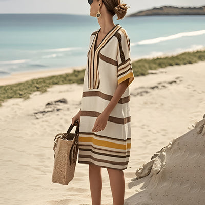 Mireille™ | Robe Rayée à Col en V