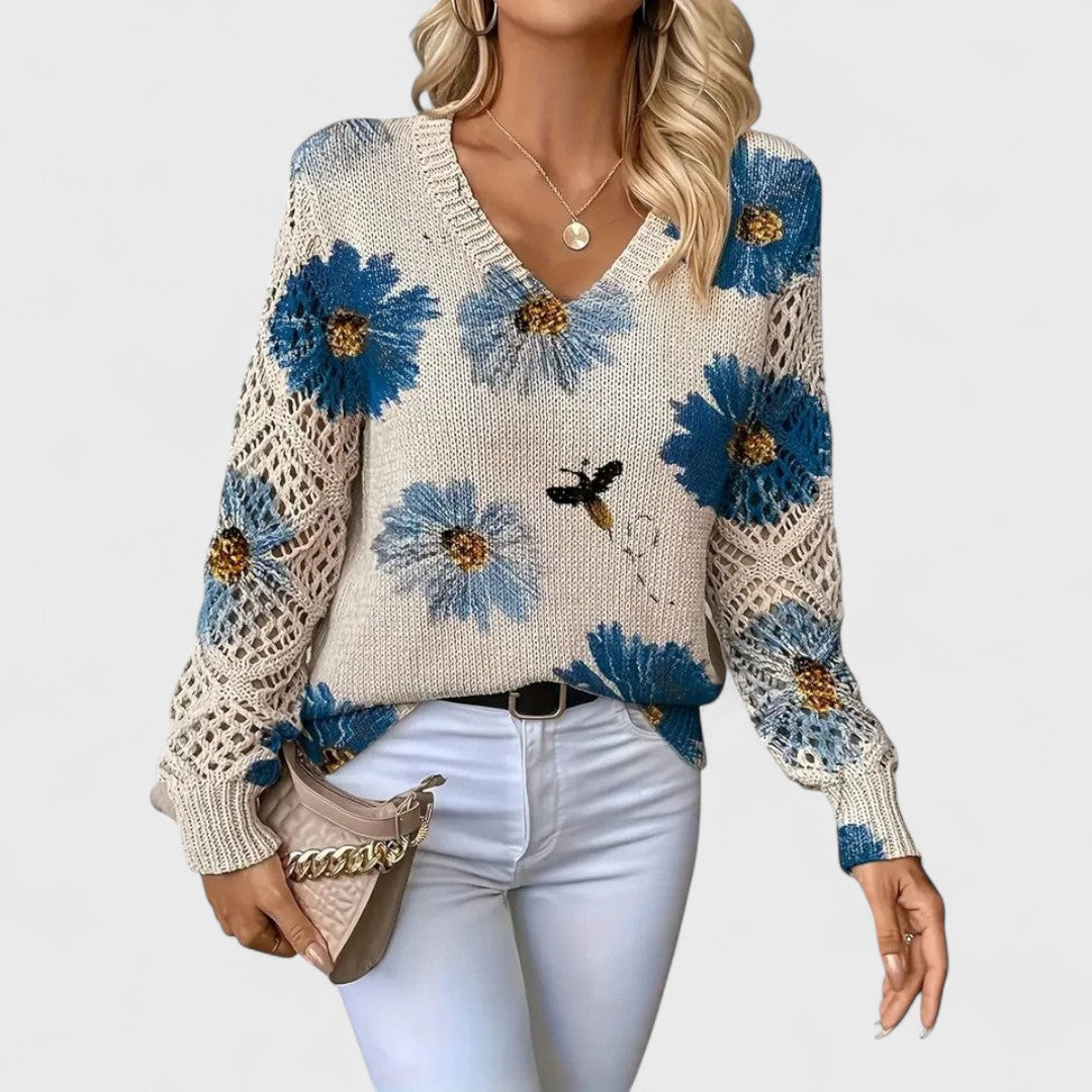 Amicie™ | Pull Élégant à Motif Floral