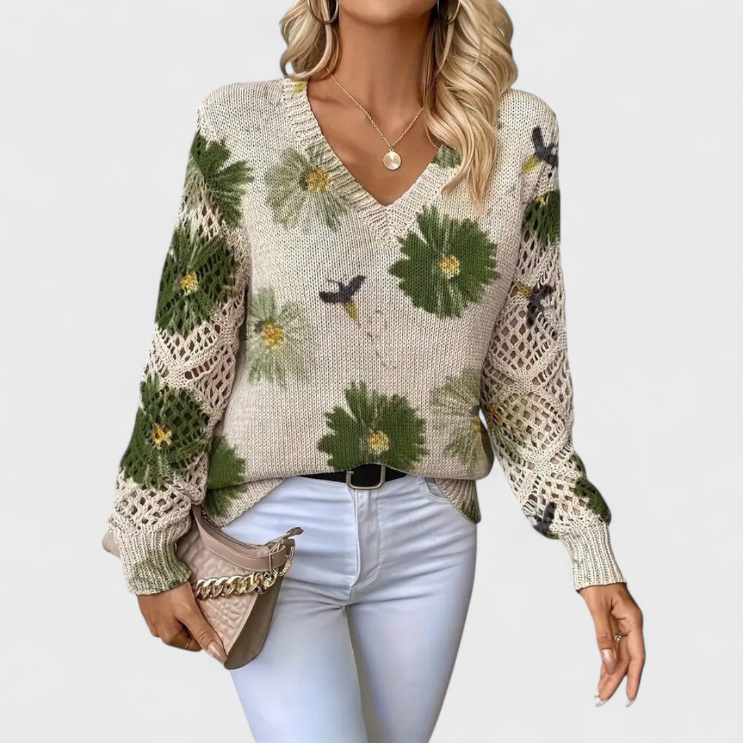 Amicie™ | Pull Élégant à Motif Floral