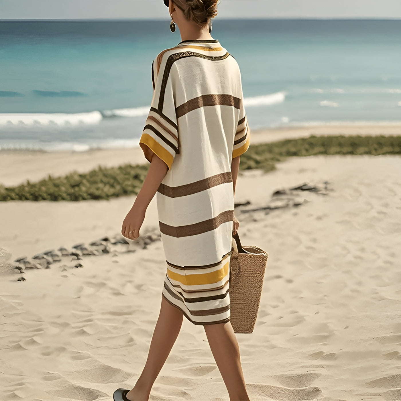 Mireille™ | Robe Rayée à Col en V