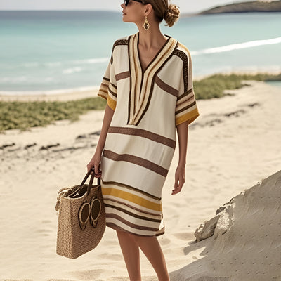 Mireille™ | Robe Rayée à Col en V