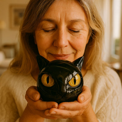 Noiraude™  | Sculpture de Chat Noir en Imitation Pierre