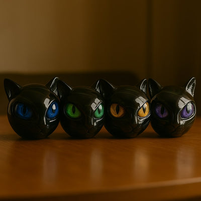 Noiraude™  | Sculpture de Chat Noir en Imitation Pierre