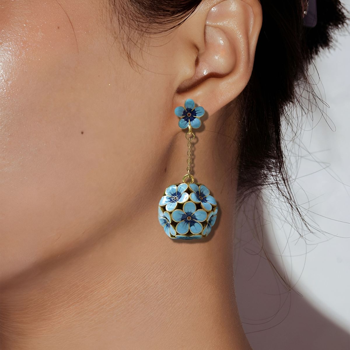 Éclora™ | Boucles d'oreilles Hortensia Bleu