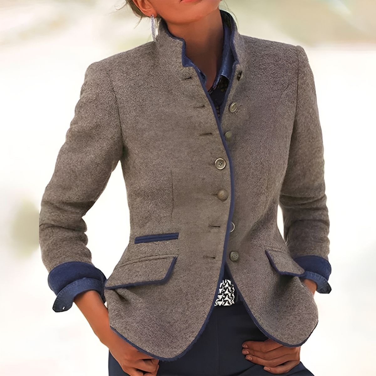 Brigitte™ | Blazer Élégant à Col Haut