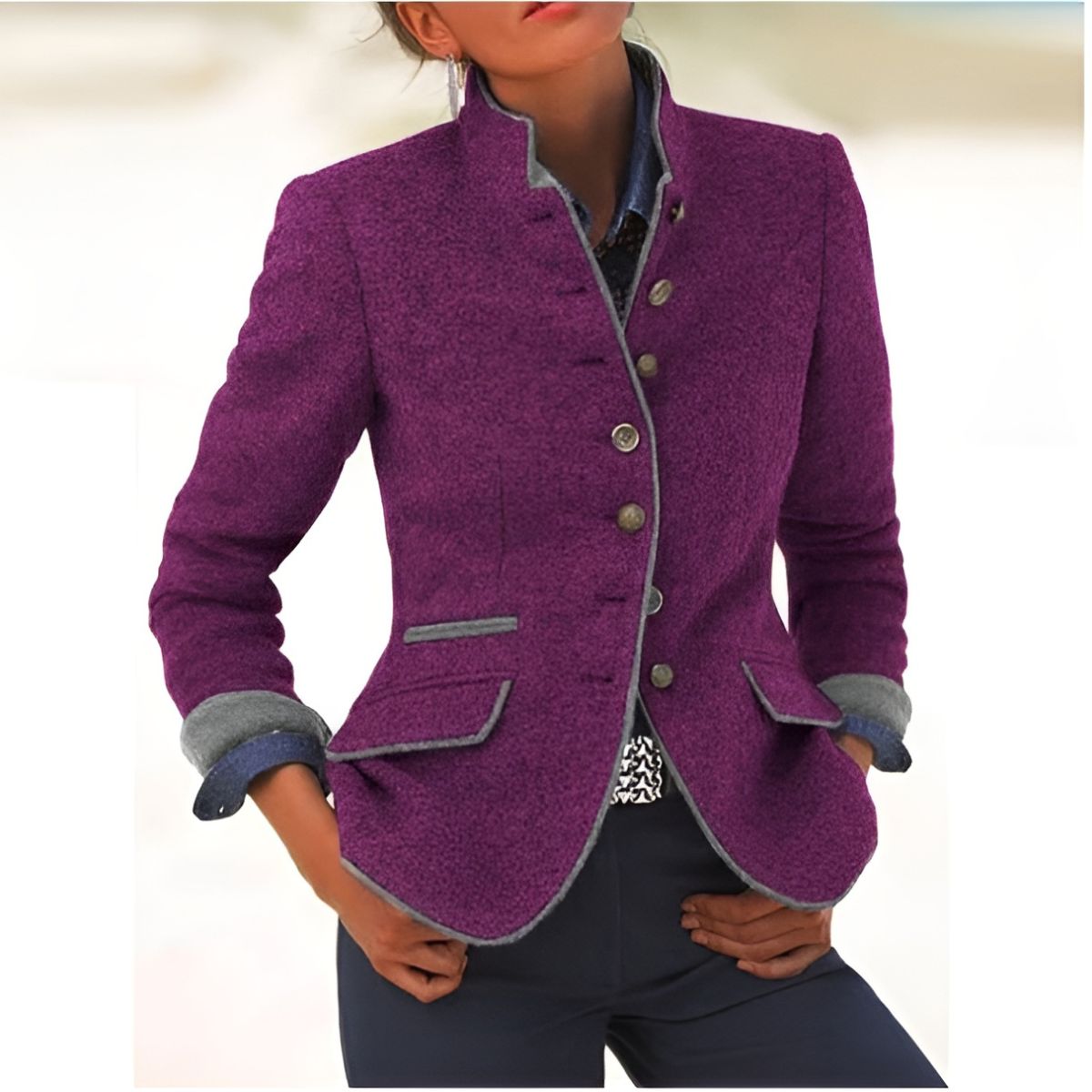Brigitte™ | Blazer Élégant à Col Haut