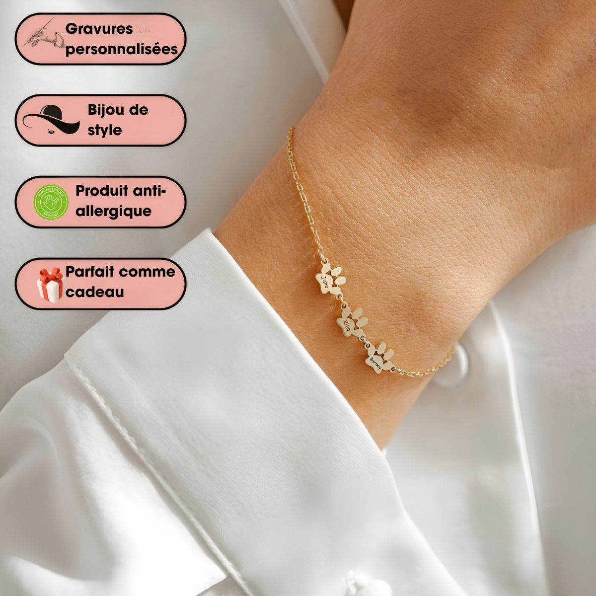Chéripatte™ | Bracelet avec Patte Gravée