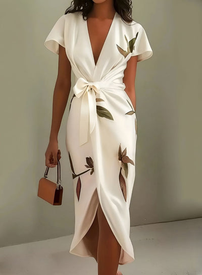 Nathalie™ | Robe Élégante en Satin Blanc