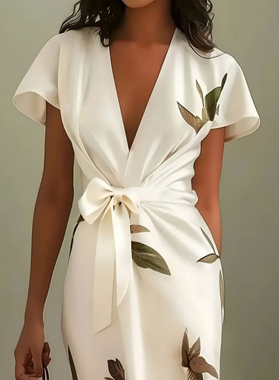 Nathalie™ | Robe Élégante en Satin Blanc