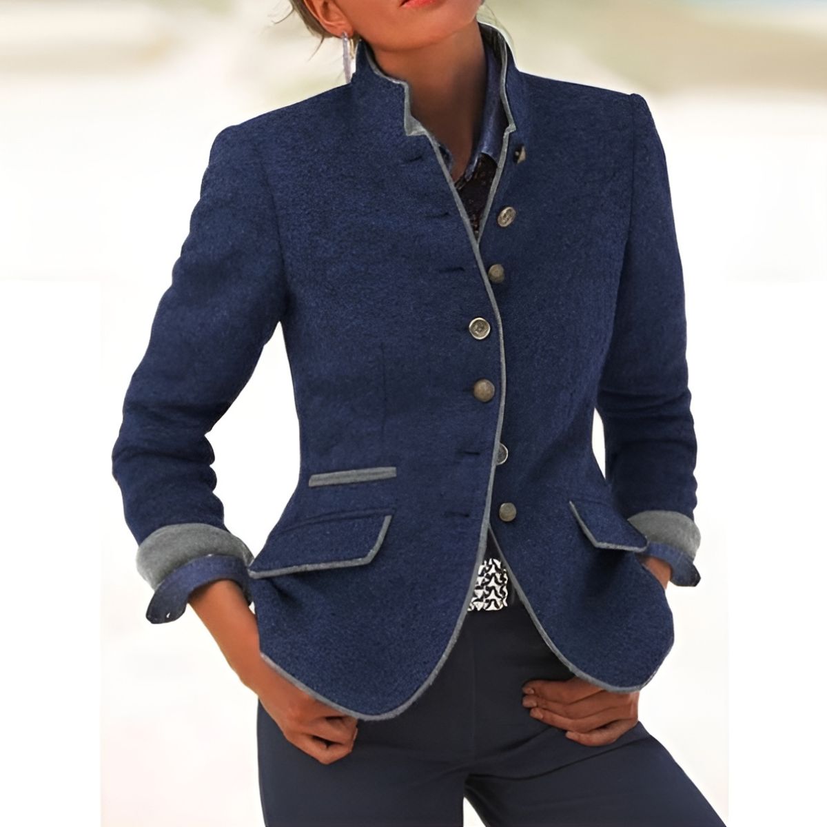 Brigitte™ | Blazer Élégant à Col Haut