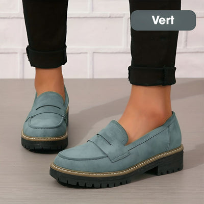 Pascaline™ | Mocassins à Enfiler avec Talons Carrés