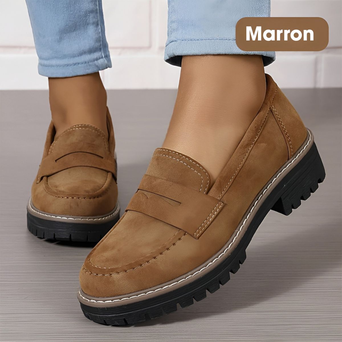 Pascaline™ | Mocassins à Enfiler avec Talons Carrés