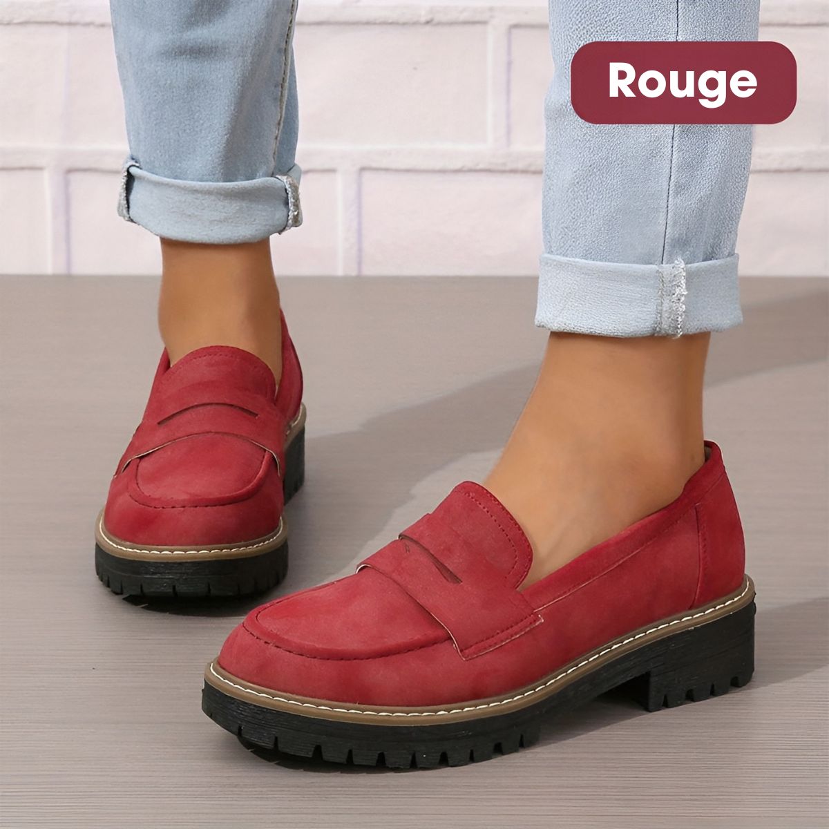 Pascaline™ | Mocassins à Enfiler avec Talons Carrés