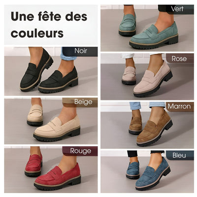 Pascaline™ | Mocassins à Enfiler avec Talons Carrés