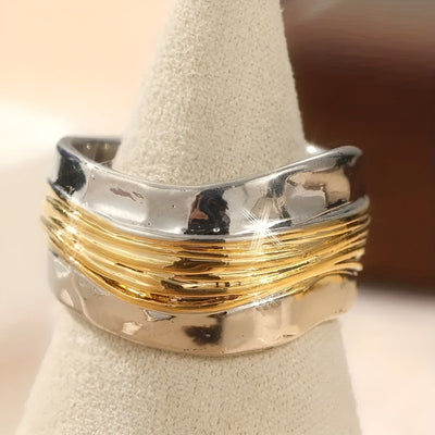 Gaïa™ | Bague Argentée aux Fils Dorés