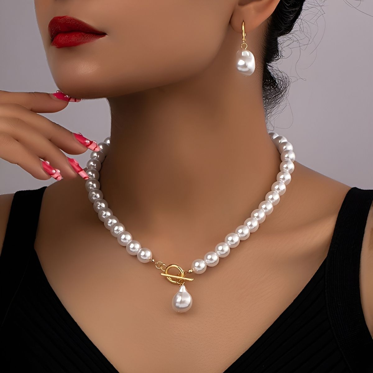 Ophelia™ | Ensemble Collier et Boucles d'oreilles Vintage en Perles