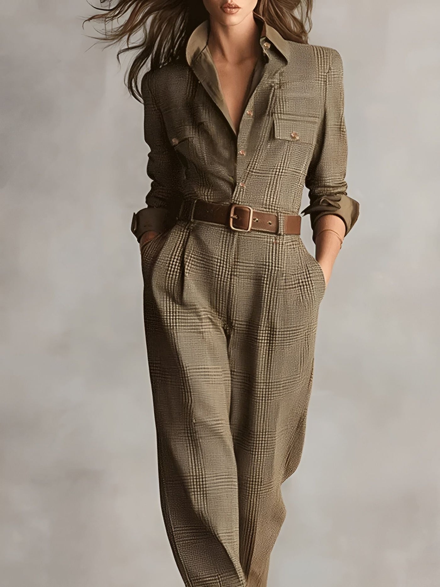 Célia™ | Combinaison à Carreaux Style Classique