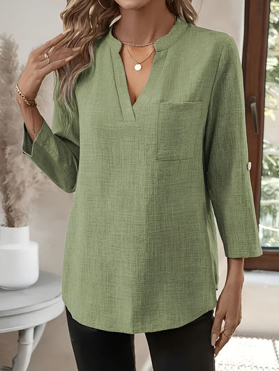 Annabelle™ | Blouse à Col en V et Manches Longues
