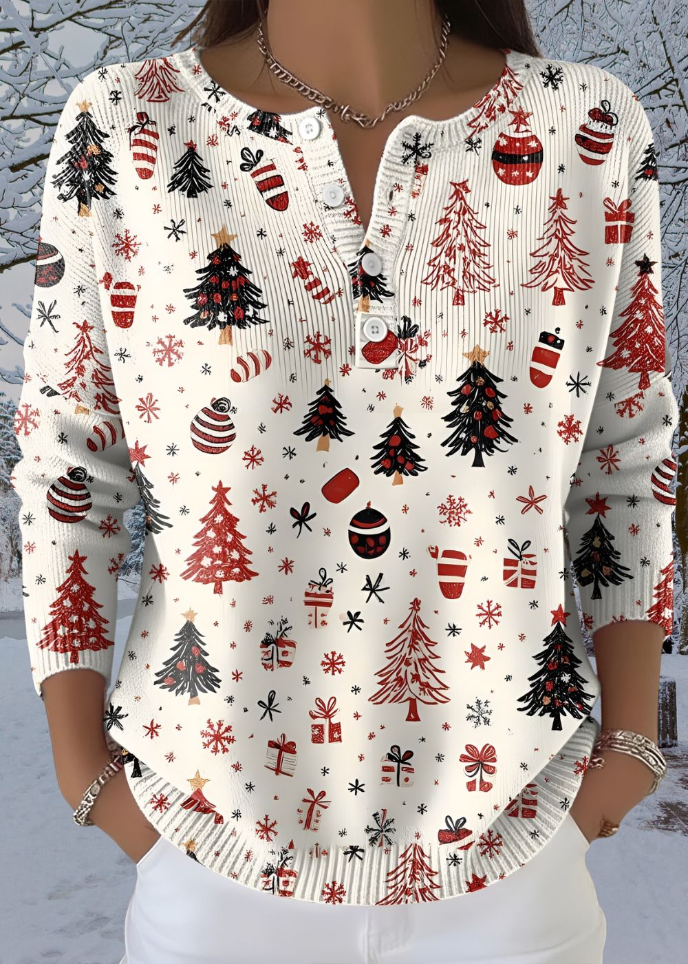 Eulalie™ | Pull de Noël à Boutons