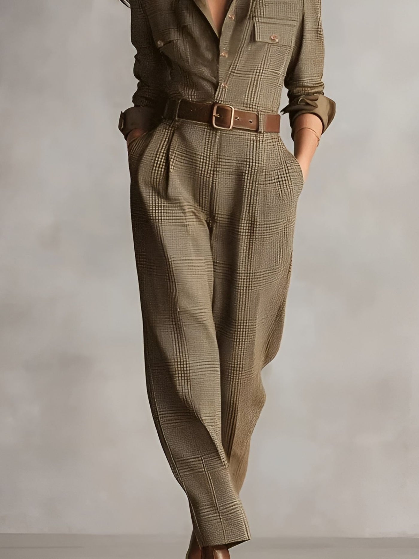 Célia™ | Combinaison à Carreaux Style Classique