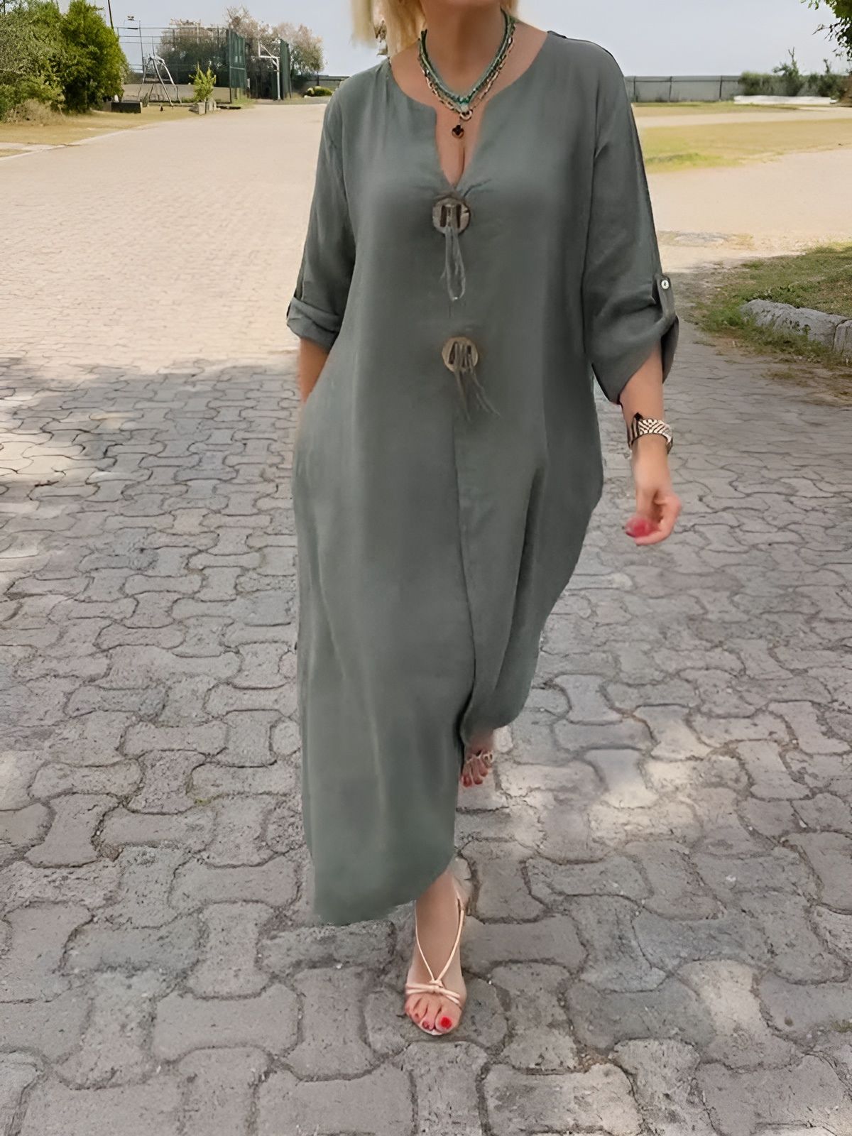 Claire™ | Robe en Coton et Lin Mélangés