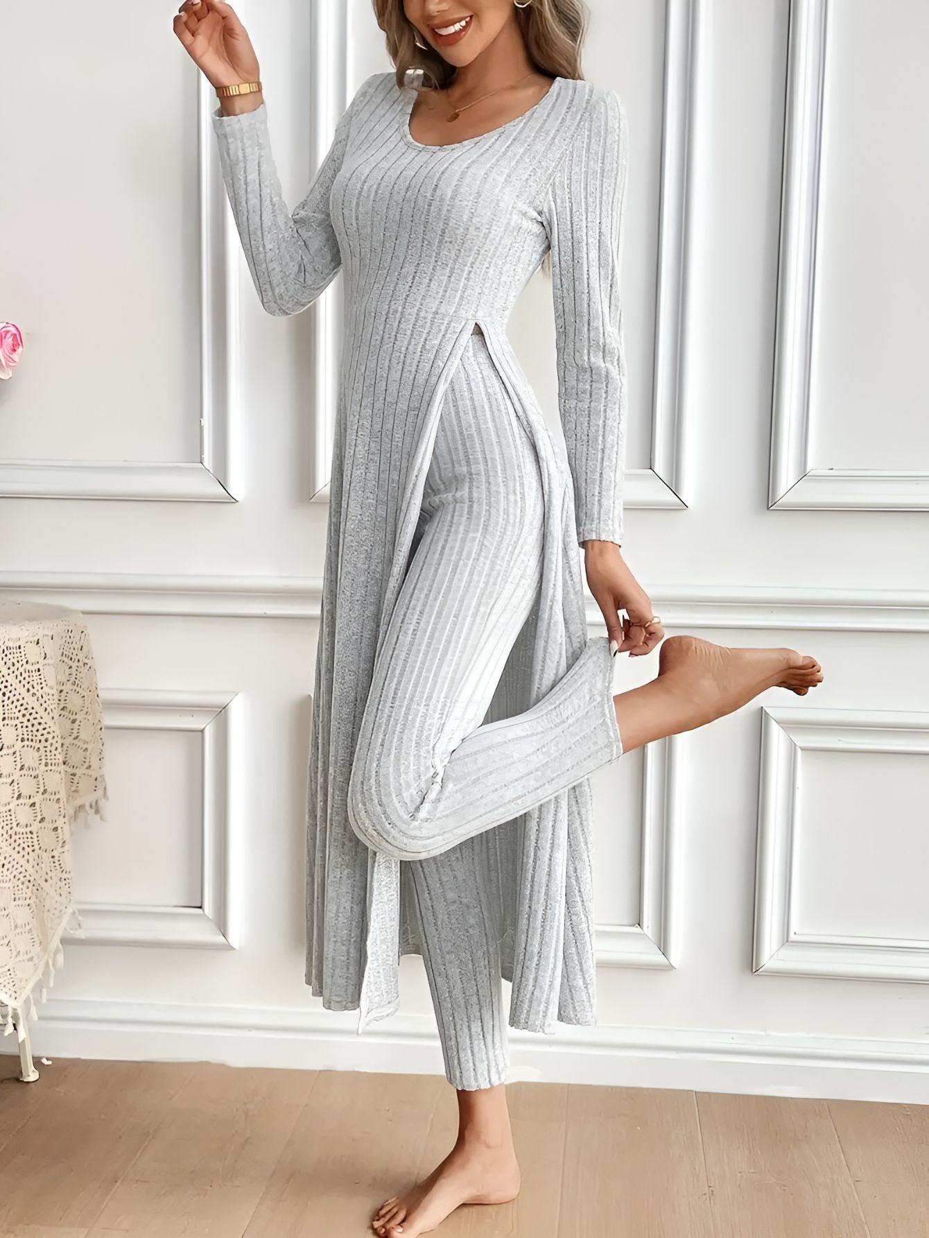 Noélie™ | Ensemble Lounge en Maille Côtelée