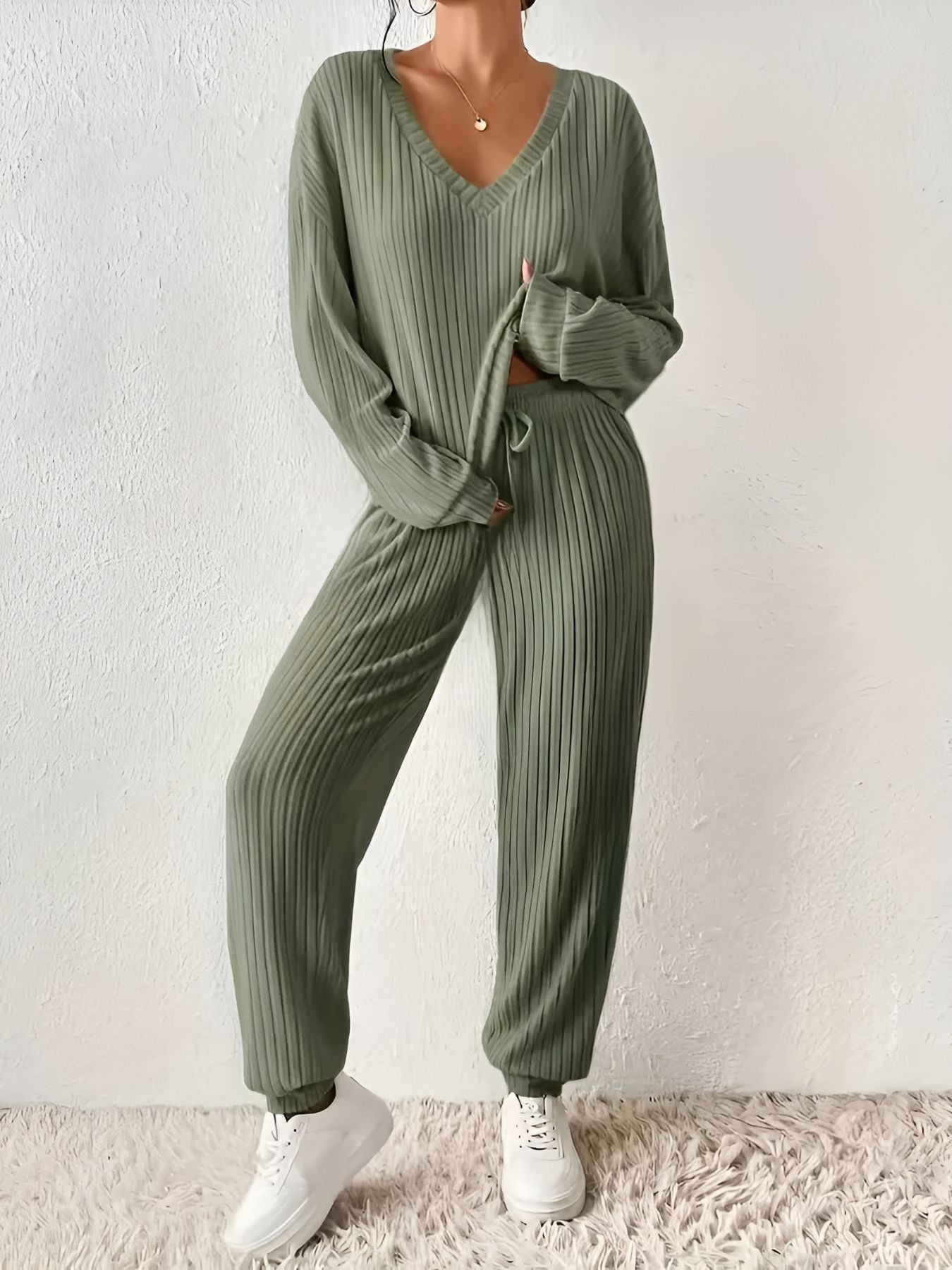 Léana™ | Ensemble en Maille Côtelée