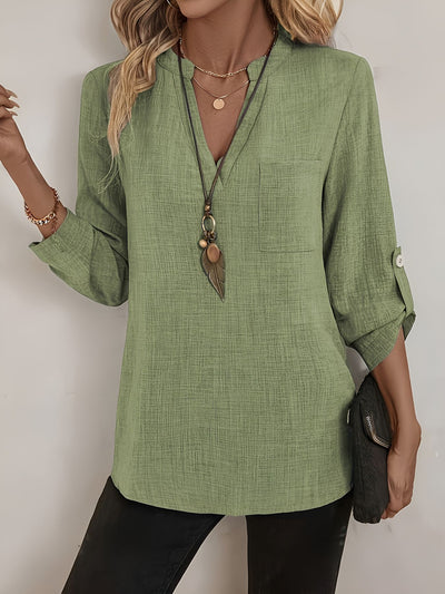 Annabelle™ | Blouse à Col en V et Manches Longues