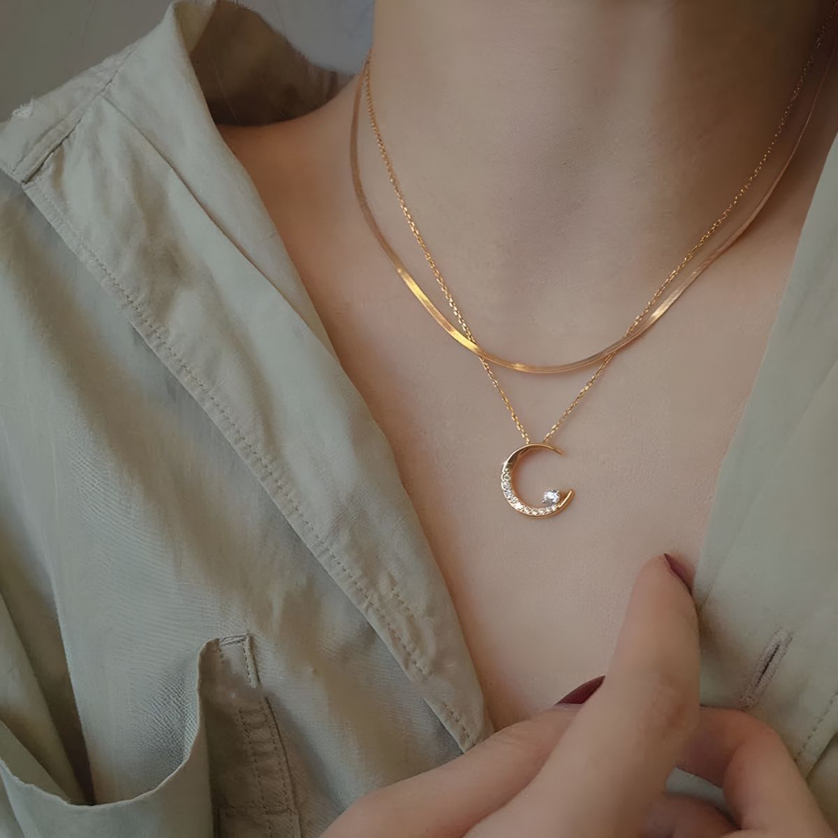 Lunéria™ | Collier Lune et Étoiles