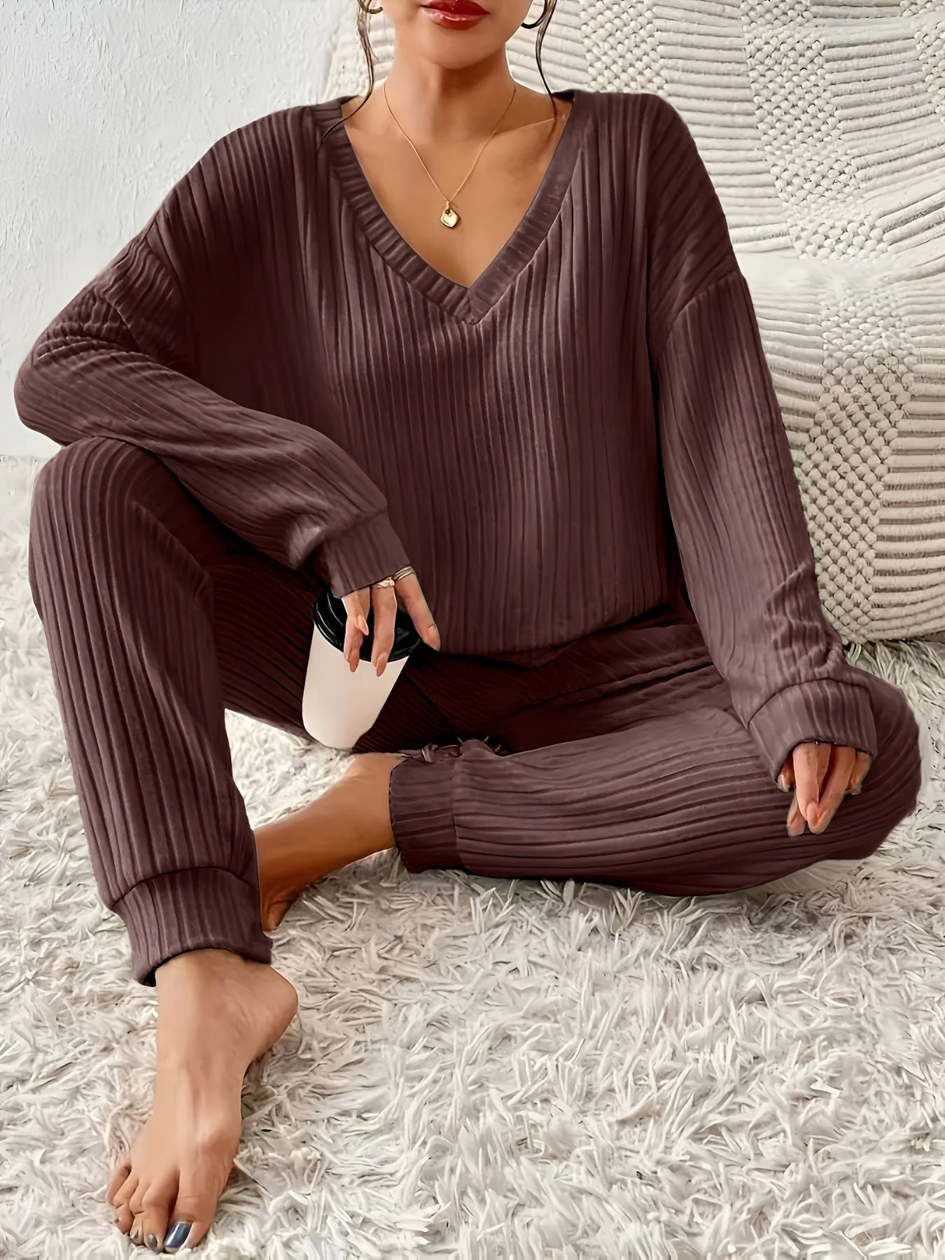 Léana™ | Ensemble en Maille Côtelée