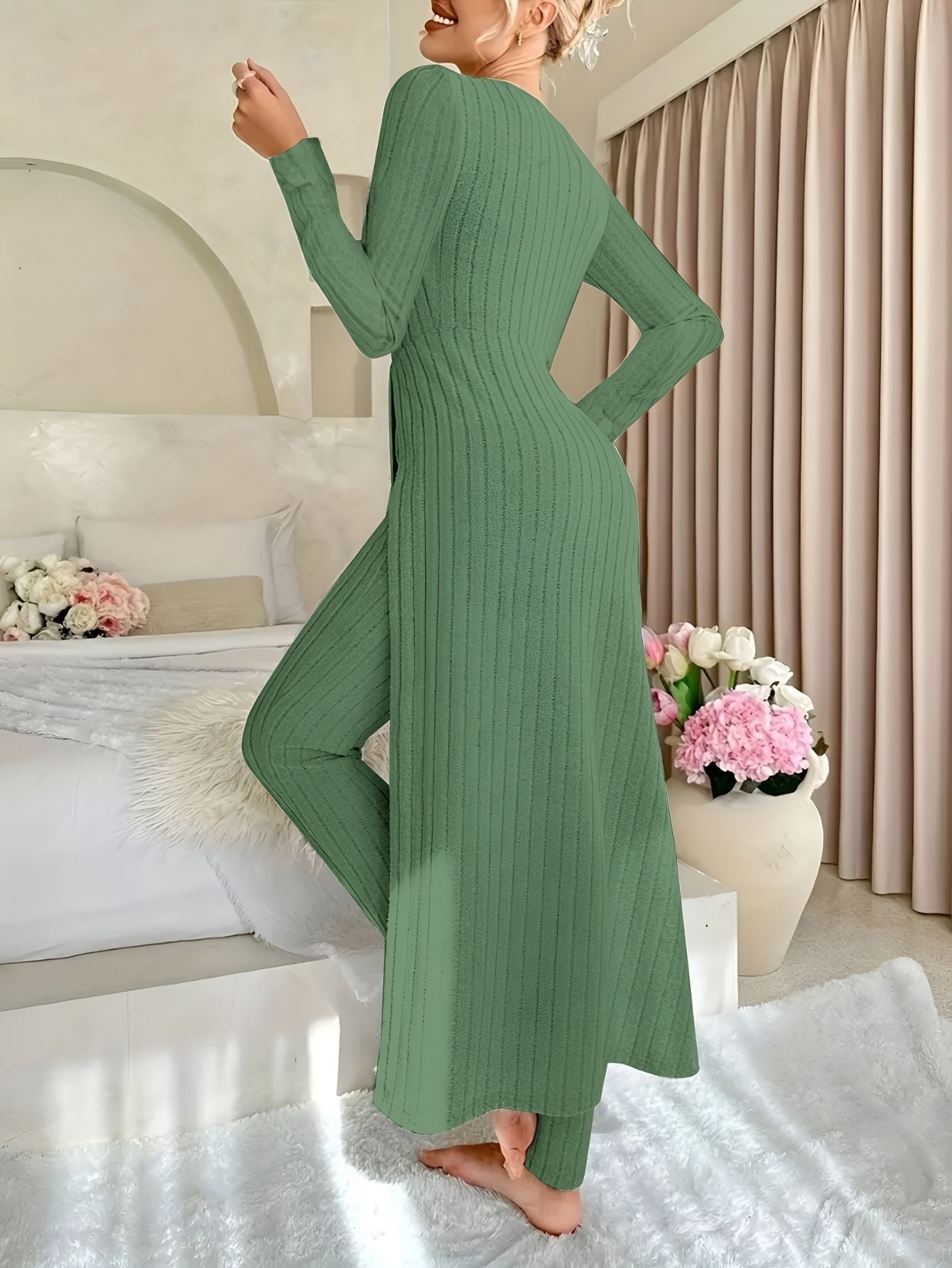 Noélie™ | Ensemble Lounge en Maille Côtelée