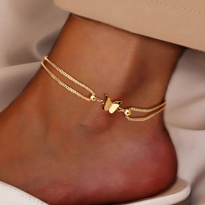Sybille™ | Bracelet de Cheville Papillon Givré