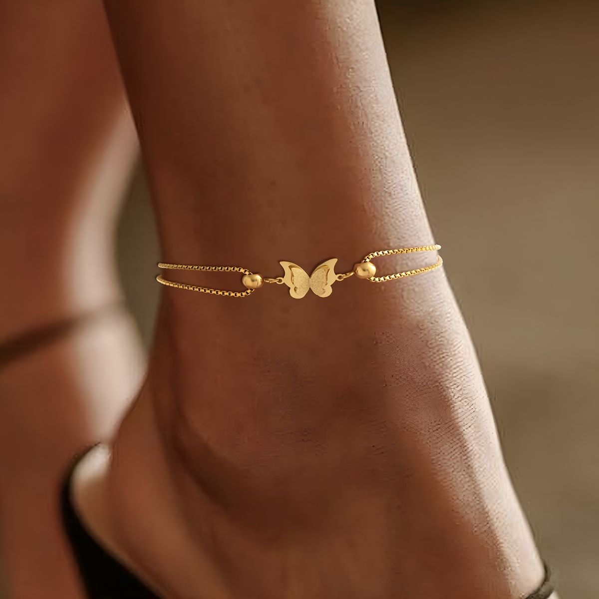 Sybille™ | Bracelet de Cheville Papillon Givré