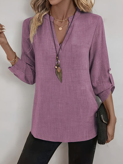 Annabelle™ | Blouse à Col en V et Manches Longues