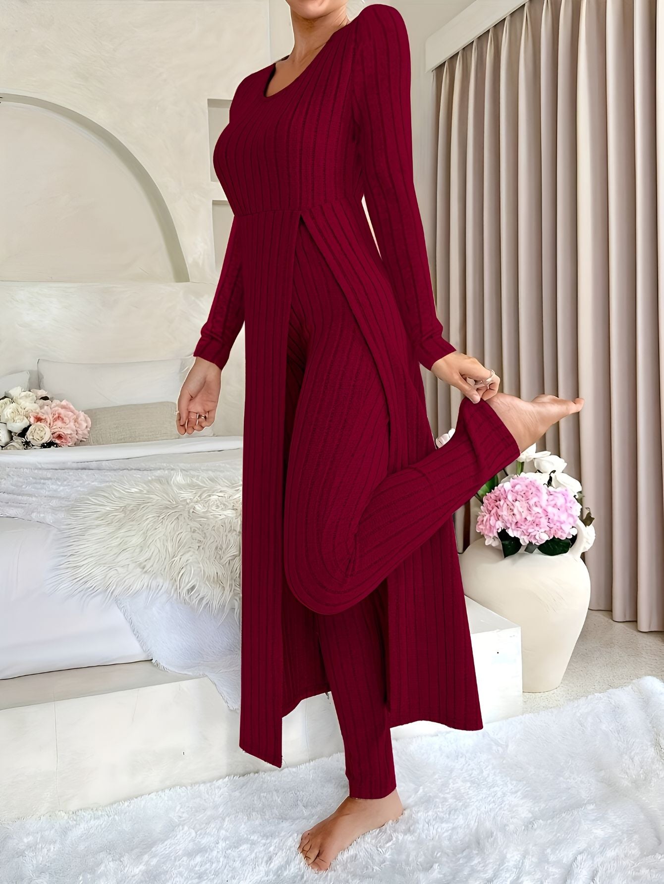 Noélie™ | Ensemble Lounge en Maille Côtelée