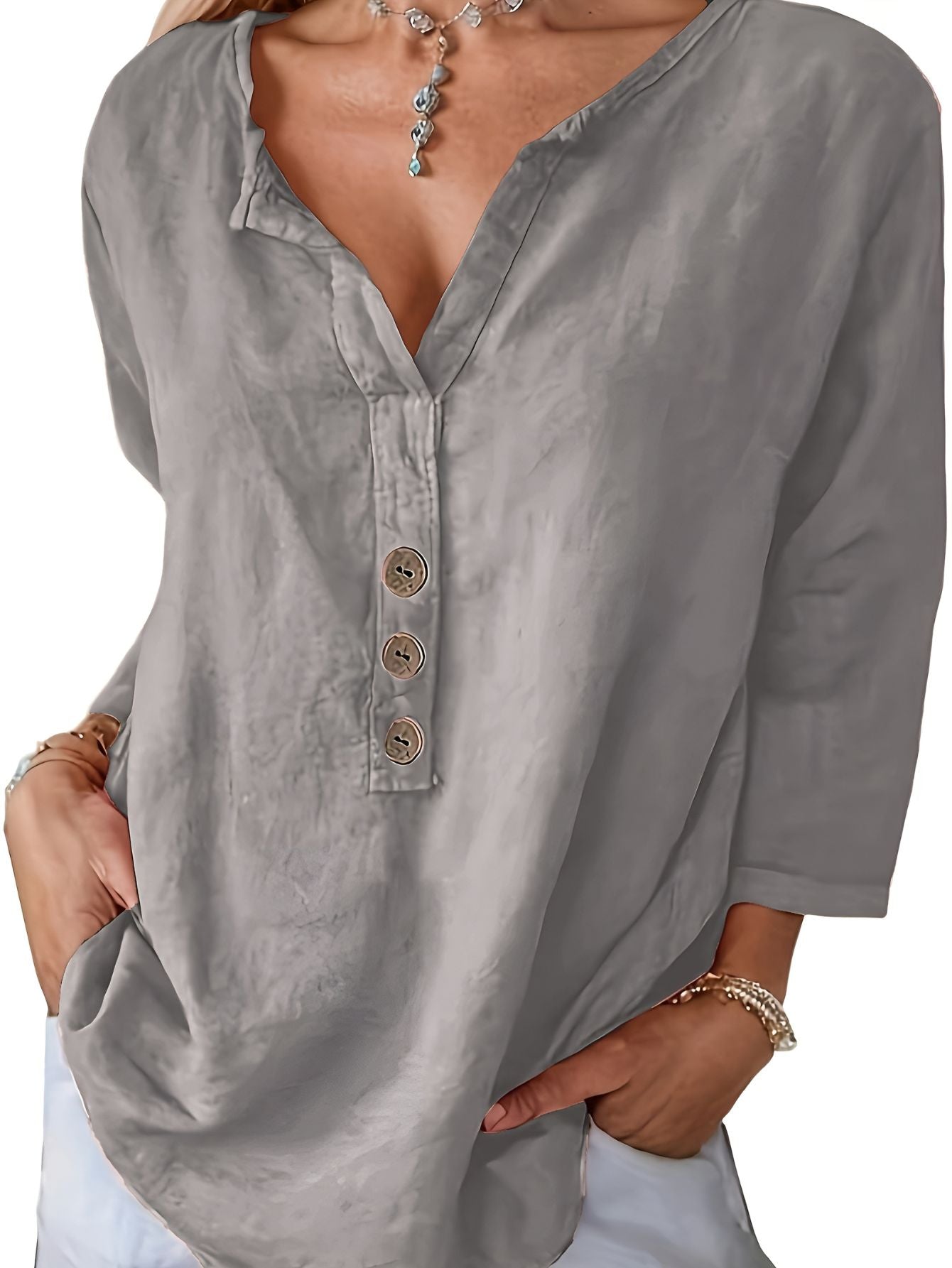 Minda™ | Blouse en Coton et Lin