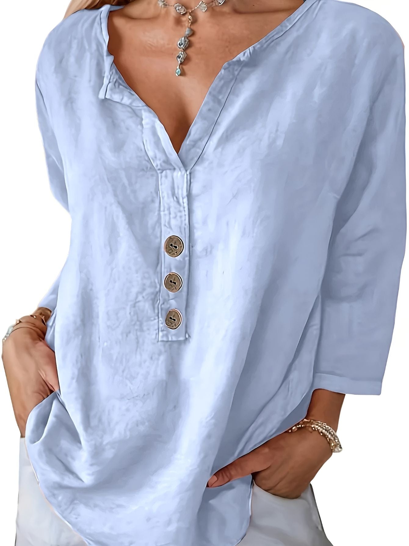 Minda™ | Blouse en Coton et Lin