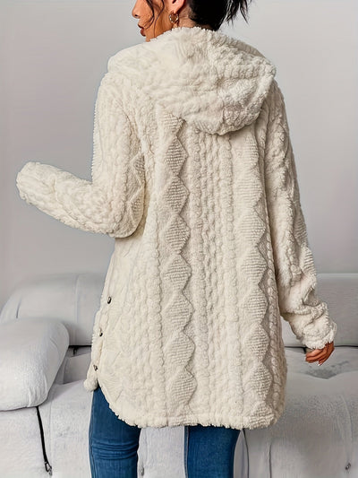 Jeanne™ | Cardigan à Capuche en Peluche à Motif Losange